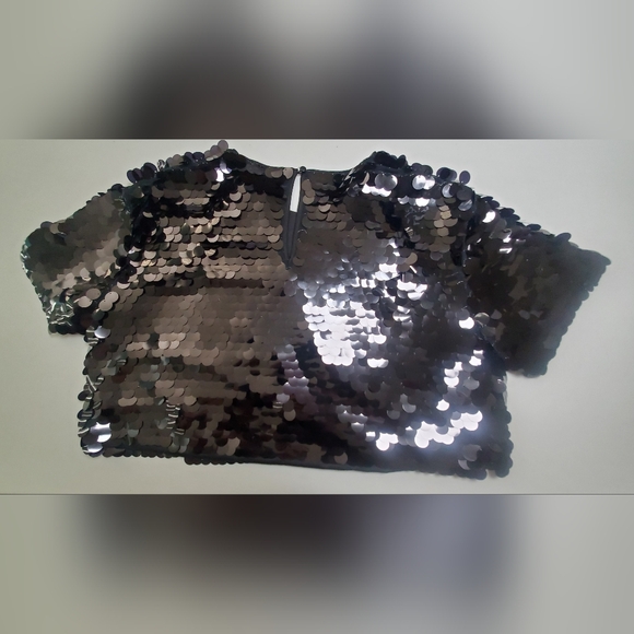 🖤A New Day Women's Black Sequin Paillette Top - Picture 3 of 4